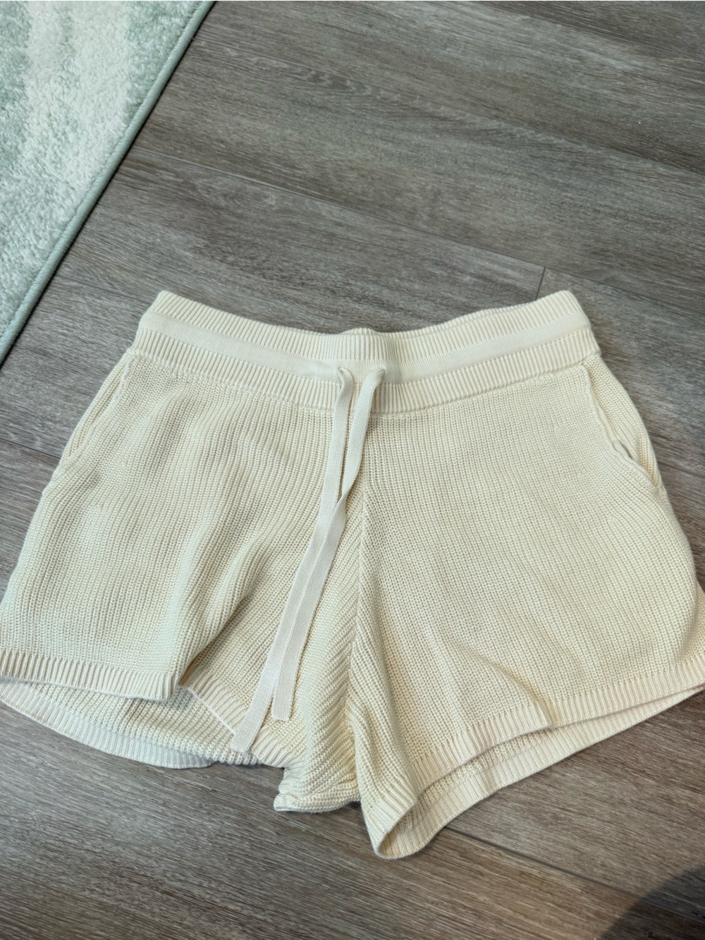 rag & bone Cream Knit Drawstring Lounge Shorts